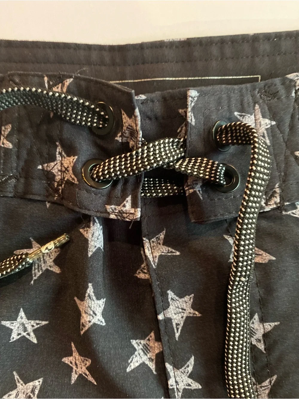 Ocean Current Men’s Black & Gray Star Stripe Board Shorts